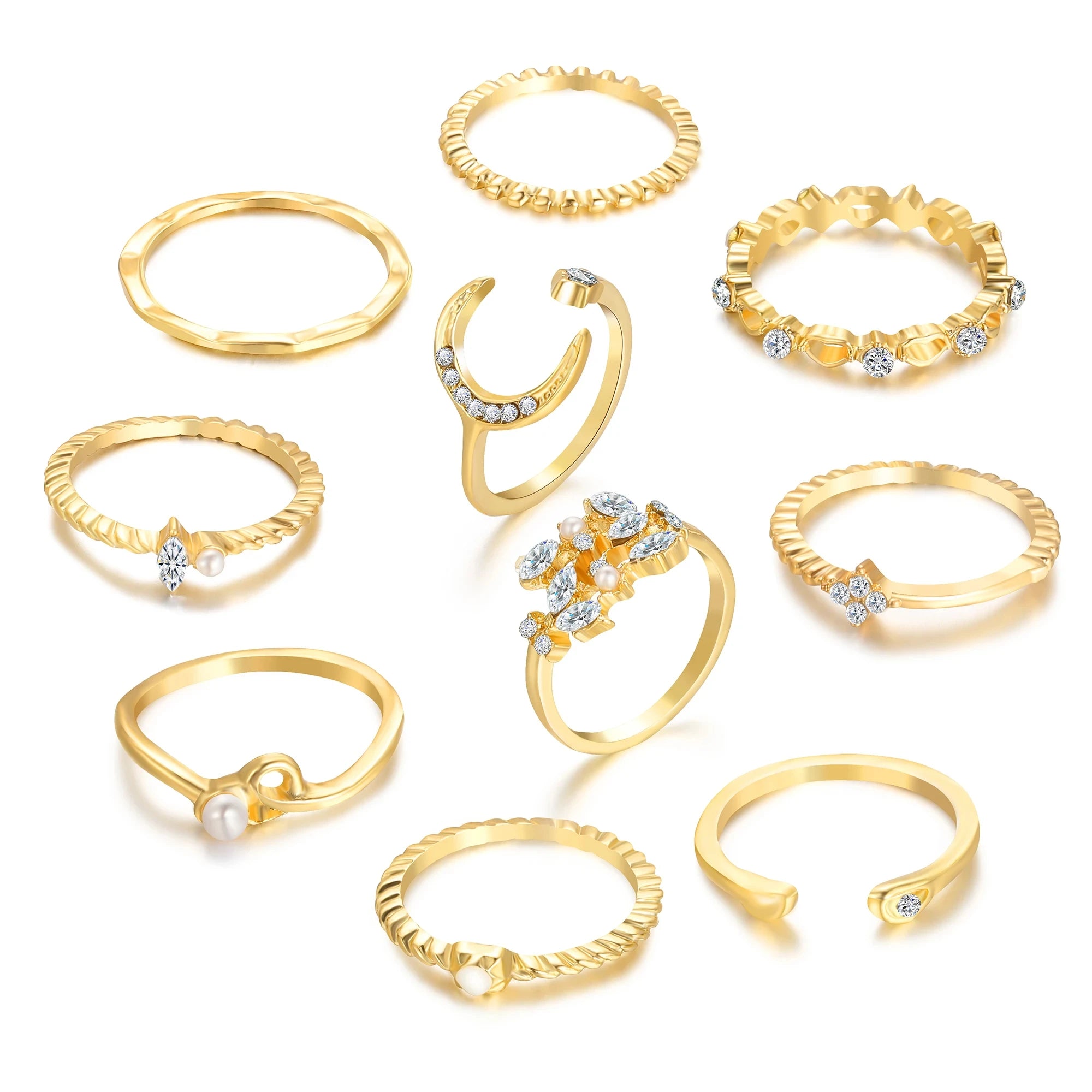 Gold Boho Ring Set – 10 Pieces