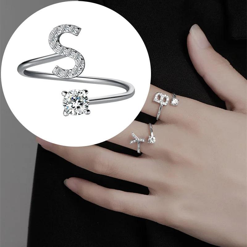 Zircon Alphabet Initial Ring