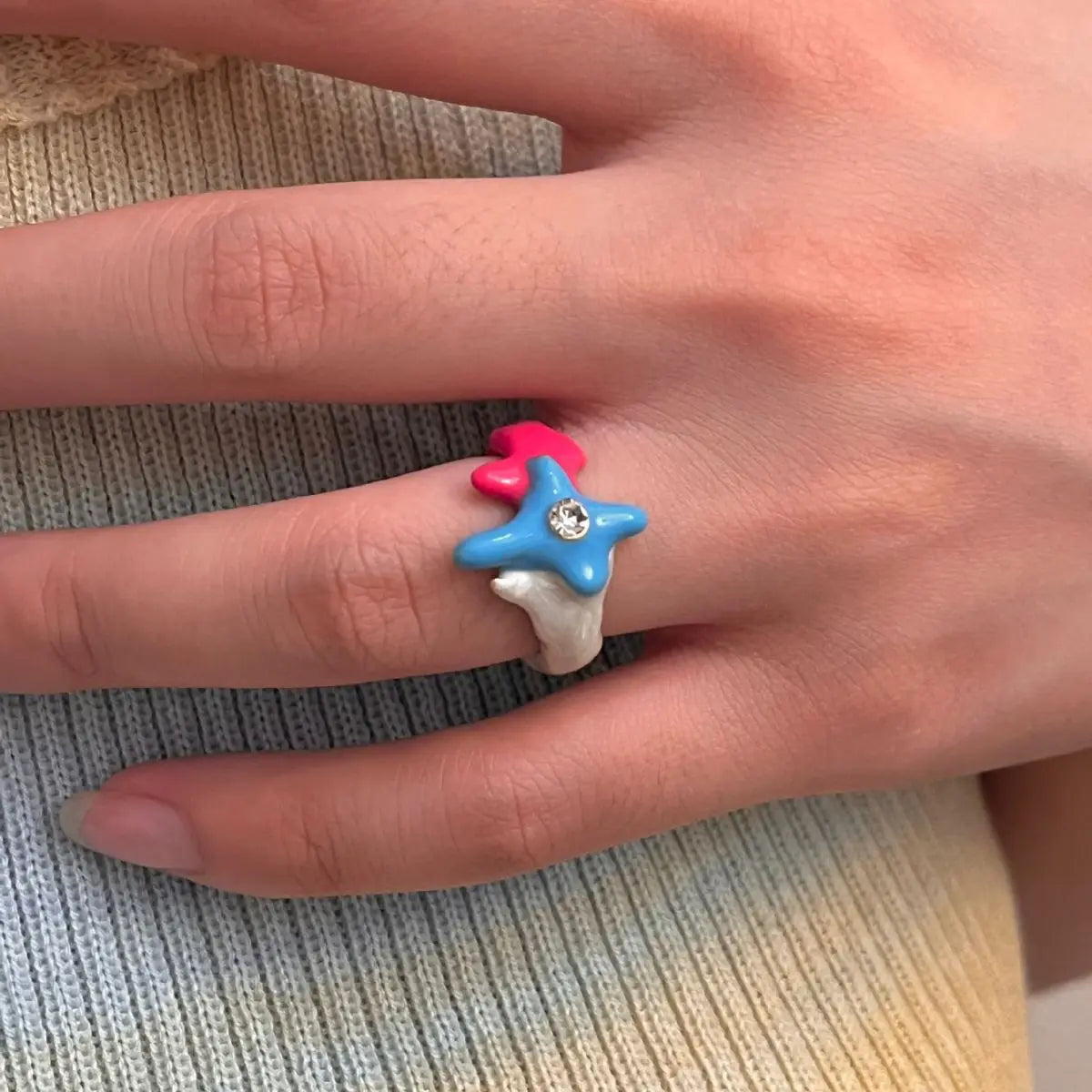 Colorful Enamel Heart Ring