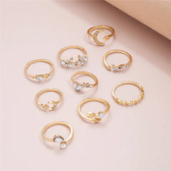 Boho Gold Heart Ring Set