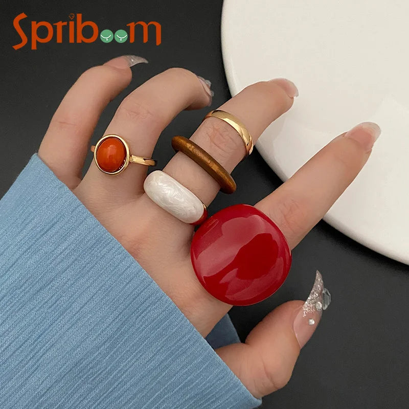 Retro Resin Rings Set