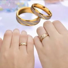 Gold Wave Pattern Couple Ring
