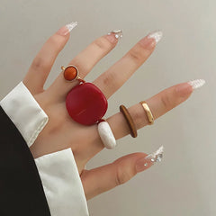 Retro Resin Rings Set