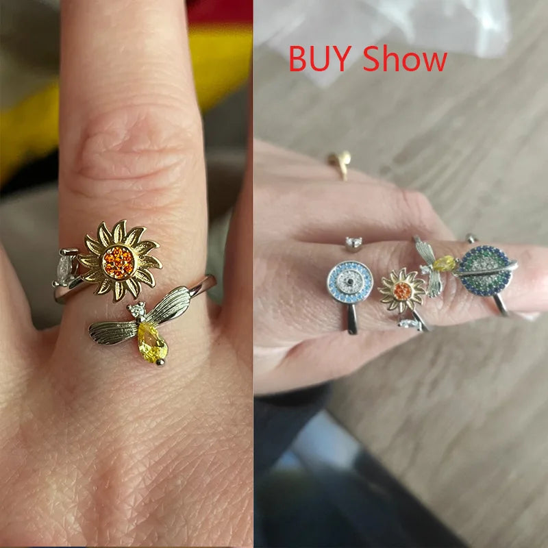 Anti-Stress Sunflower Spinner Ring