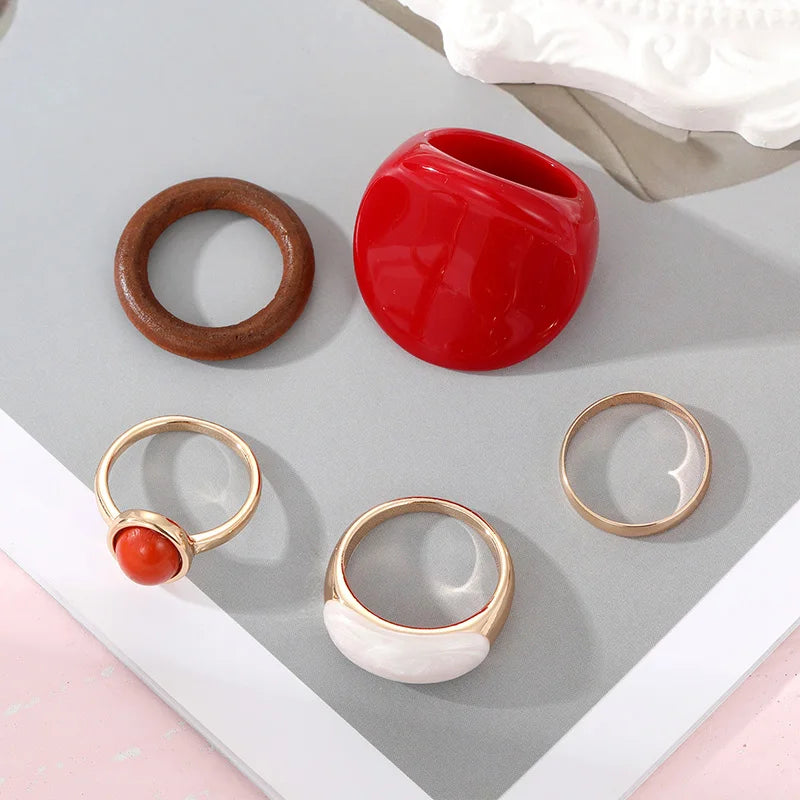 Retro Resin Rings Set