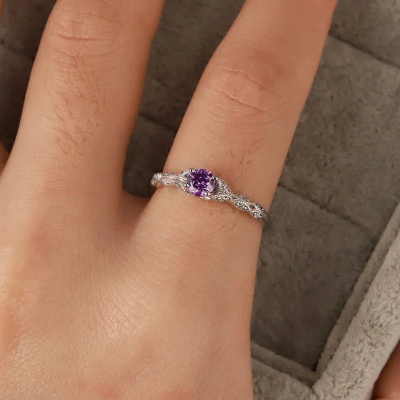 Light Luxury Amethyst Zirconia Ring