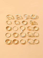 Boho Pearl Punk Ring Set – 22pcs