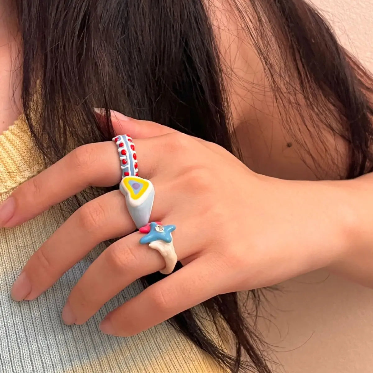 Colorful Enamel Heart Ring