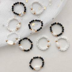 Natural Stone Beaded Rings