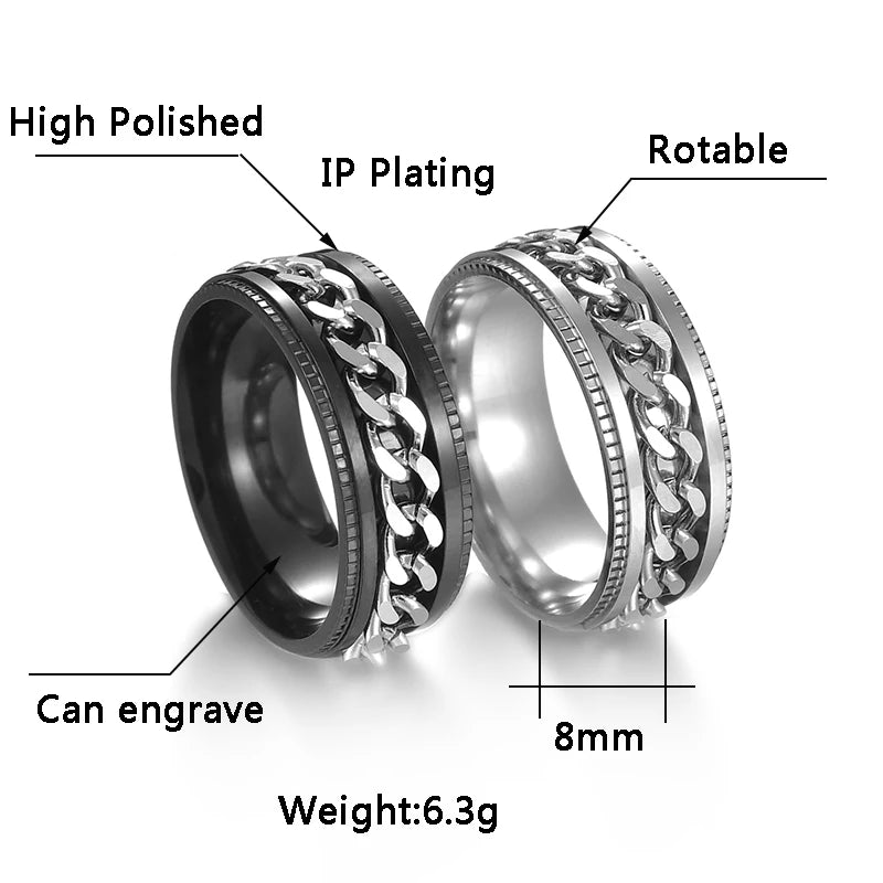 Spinner Chain Stainless Steel Ring