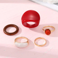 Retro Resin Rings Set