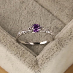 Light Luxury Amethyst Zirconia Ring