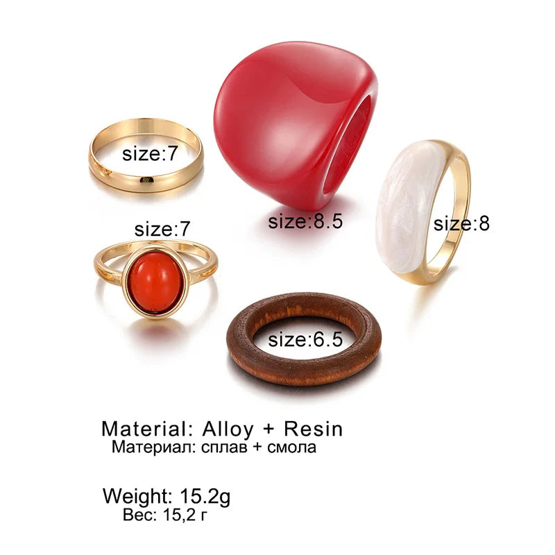 Retro Resin Rings Set