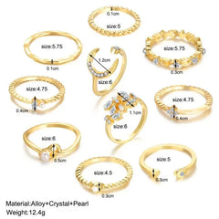 Gold Boho Ring Set – 10 Pieces