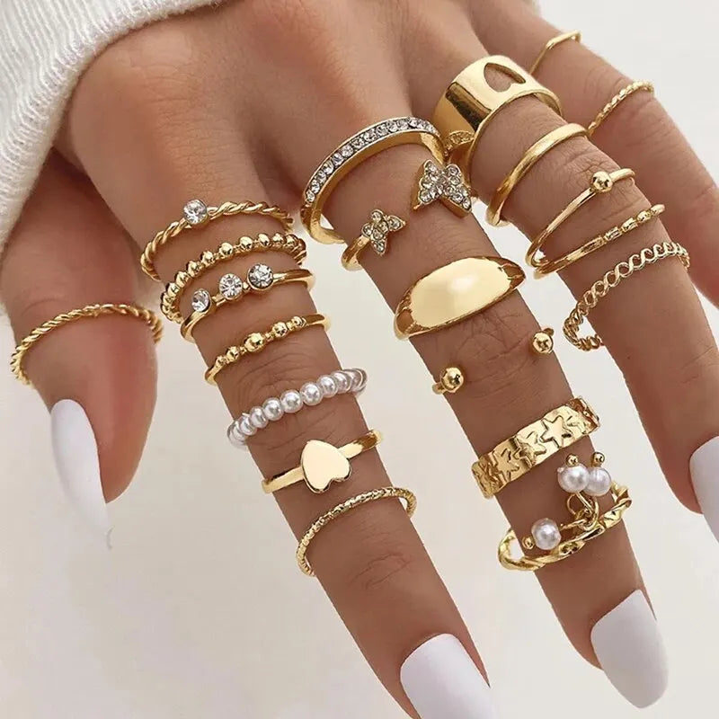 Trendy Geometric Ring Set