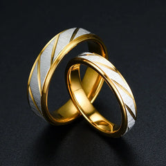 Gold Wave Pattern Couple Ring